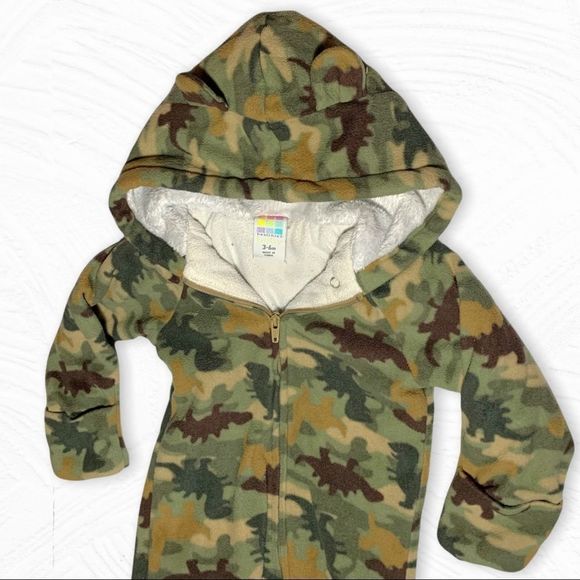 HealthTex Baby 3-6M Camo Hooded Zip-Up Footie Pajamas - Picture 6 of 6
